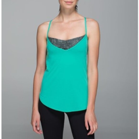 Lululemon Roll Out Tank Gator Green Lightweight Sweat Wicking Open Back Size 6 - Picture 1 of 7